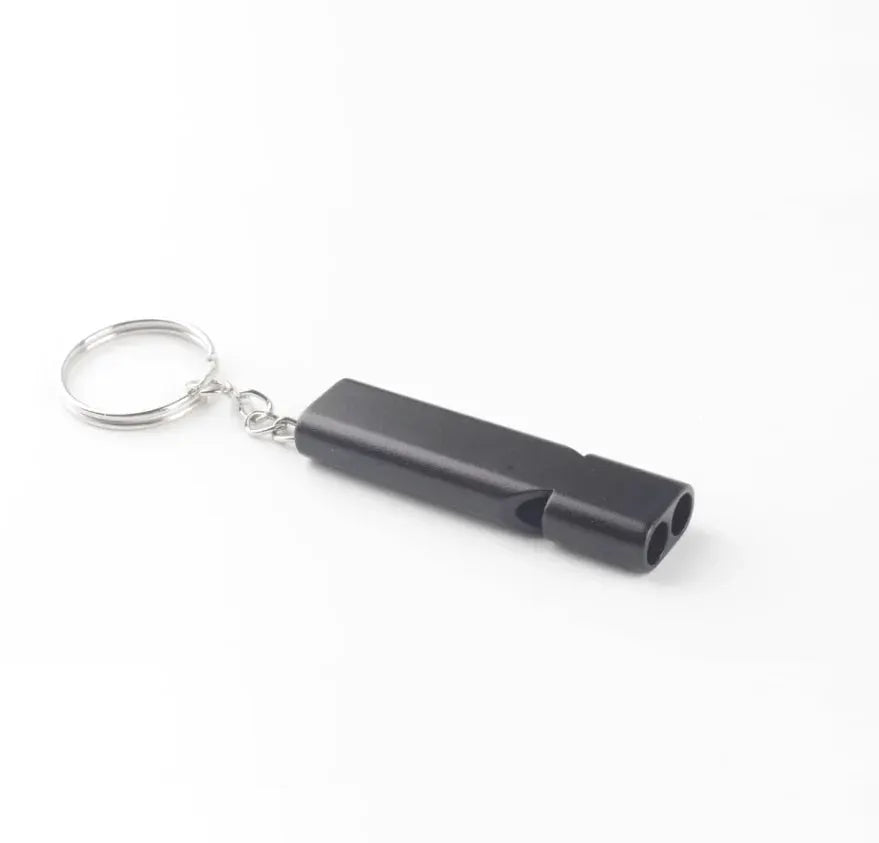 Flat Aluminum Alloy Dual Frequency Survival Whistle Compact EDC Emergency Tool For Outdoor Adventures And Hiking