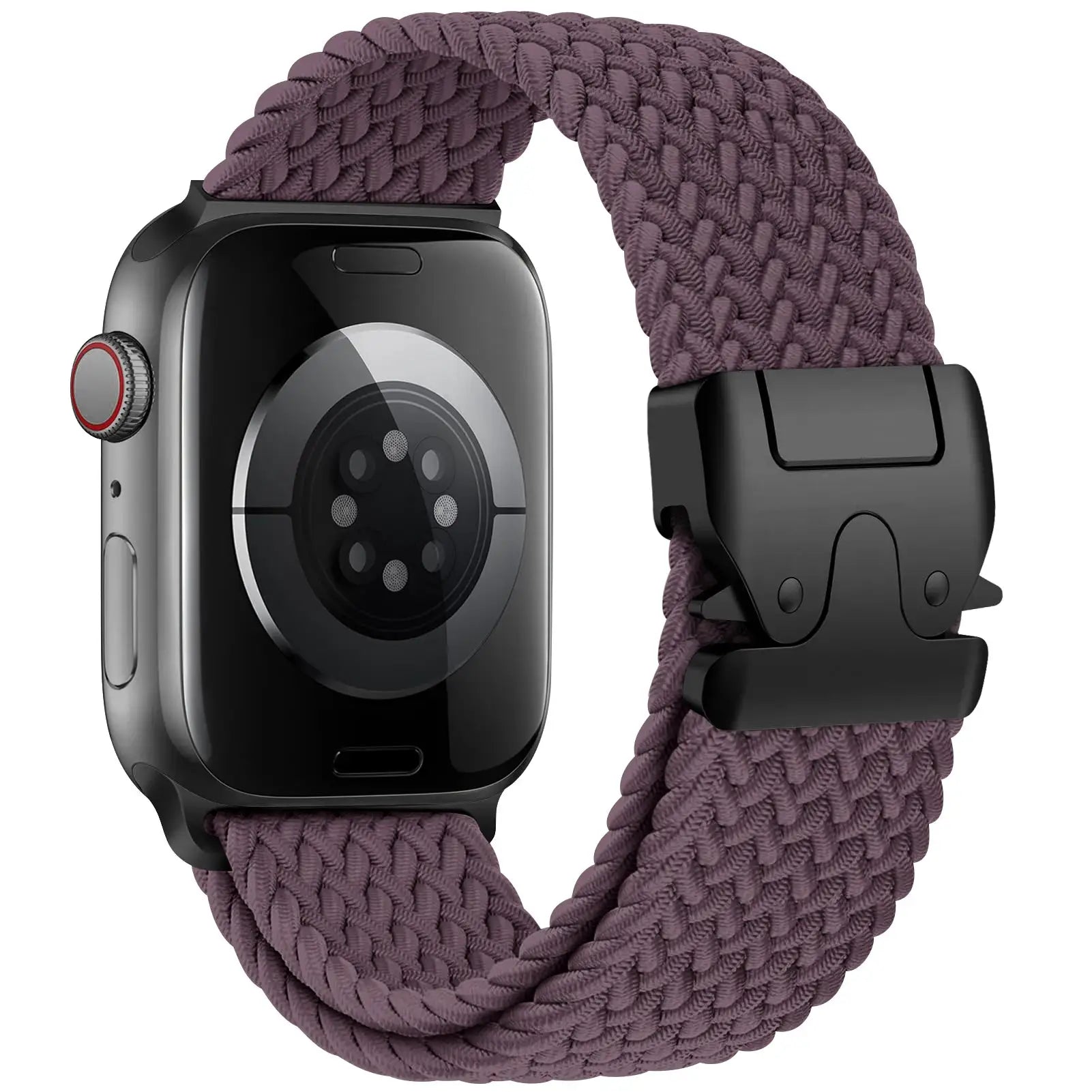 Parachute braided Apple Watch strap, purple nylon band with black clasp by Simples Market