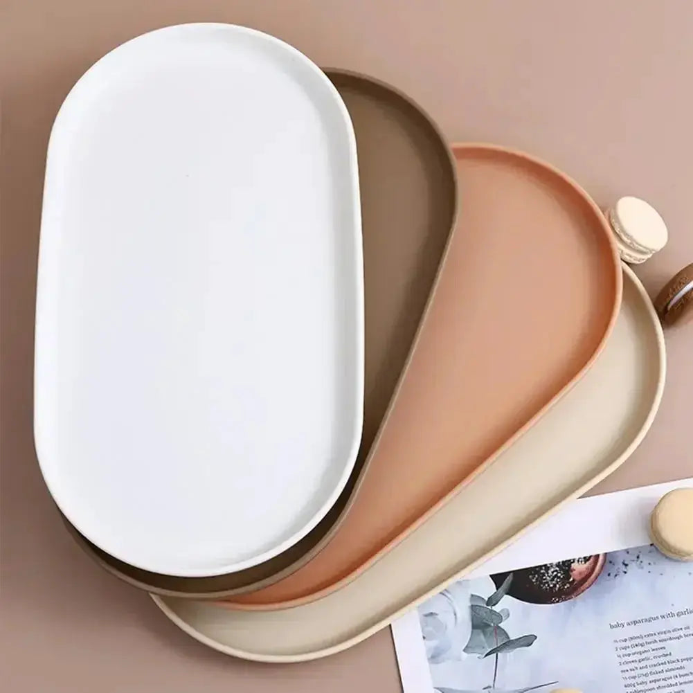 Stackable Oval Fruit Plate And Dessert Tray For Kitchen Reusable PP Serving Dish With Smooth Edge