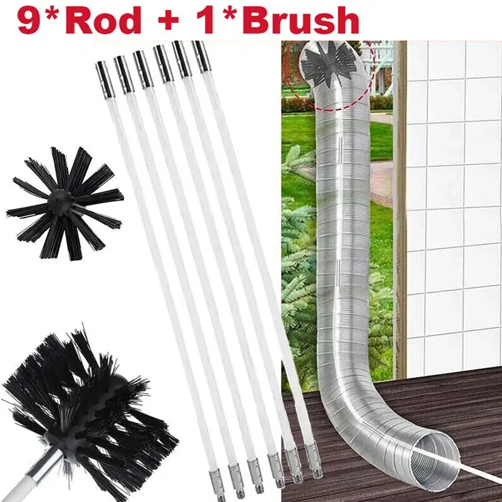 Chimney sweep kit flexible with 9 rods and 1 nylon brush by Simples Market