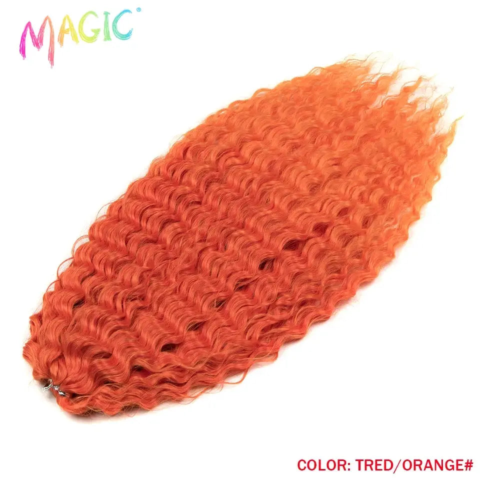 Magic Ariel curl water-wave crochet hair extension by Simples Market, orange 22in synthetic braid