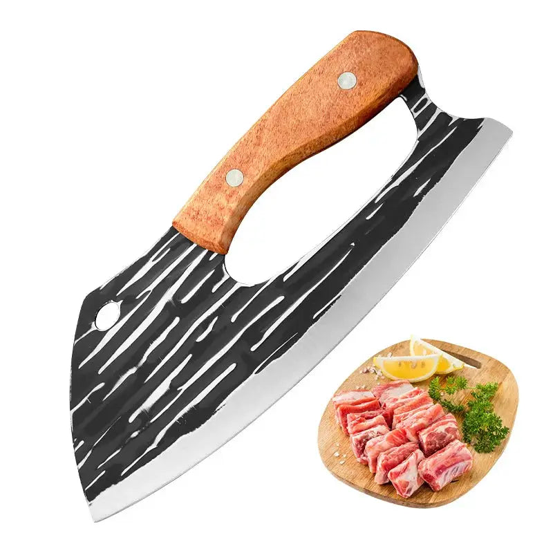 ChefPro Utility Knife Cleaver Stainless Steel Blade With Wooden Handle For Chopping Vegetables And Filleting