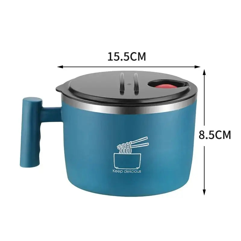 Stainless Steel Noodle Bowl With Lid Sealed Portable Drain Bowl