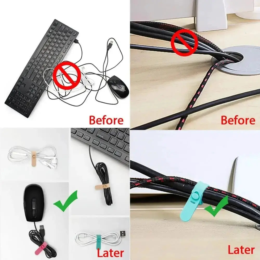 Simples Market 20pcs silicone cable organizer ties for chargers, cords and mouse/earphone wires; assorted colors
