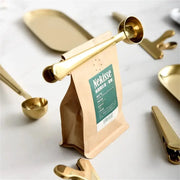 Two In One Stainless Steel Measuring Coffee Scoop With Sealing Clip For Coffee Grounds Tea Leaves And Milk Powder