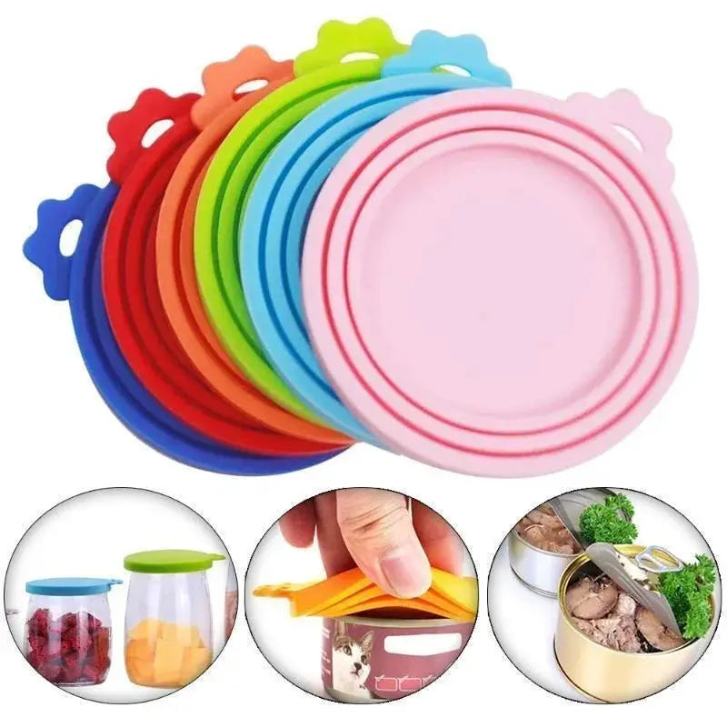 Reusable 3 In 1 Pet Food Can Silicone Cover Lid Airtight Seal for 8.5cm 7.5cm 6.5cm Cans Ideal for Dogs and Cats