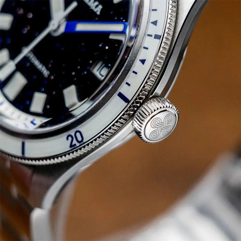 Proxima PX1721 men's automatic watch with aventurine blue dial, sapphire crystal, 39mm stainless steel case, waterproof