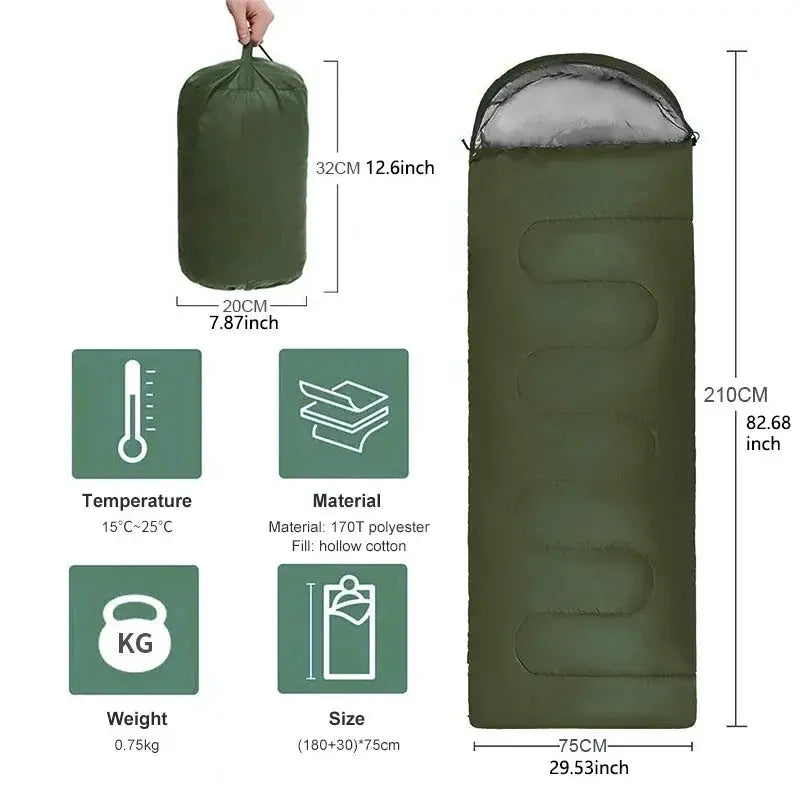Ultralight Waterproof Four Season Envelope Sleeping Bag For Camping Backpacking Hiking And Outdoor Travel
