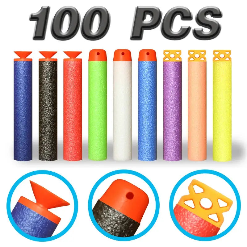 7.2cm EVA Foam Darts 100 Pieces Refill Rounds for Nerf N Strike Blasters Round Head Safe Play