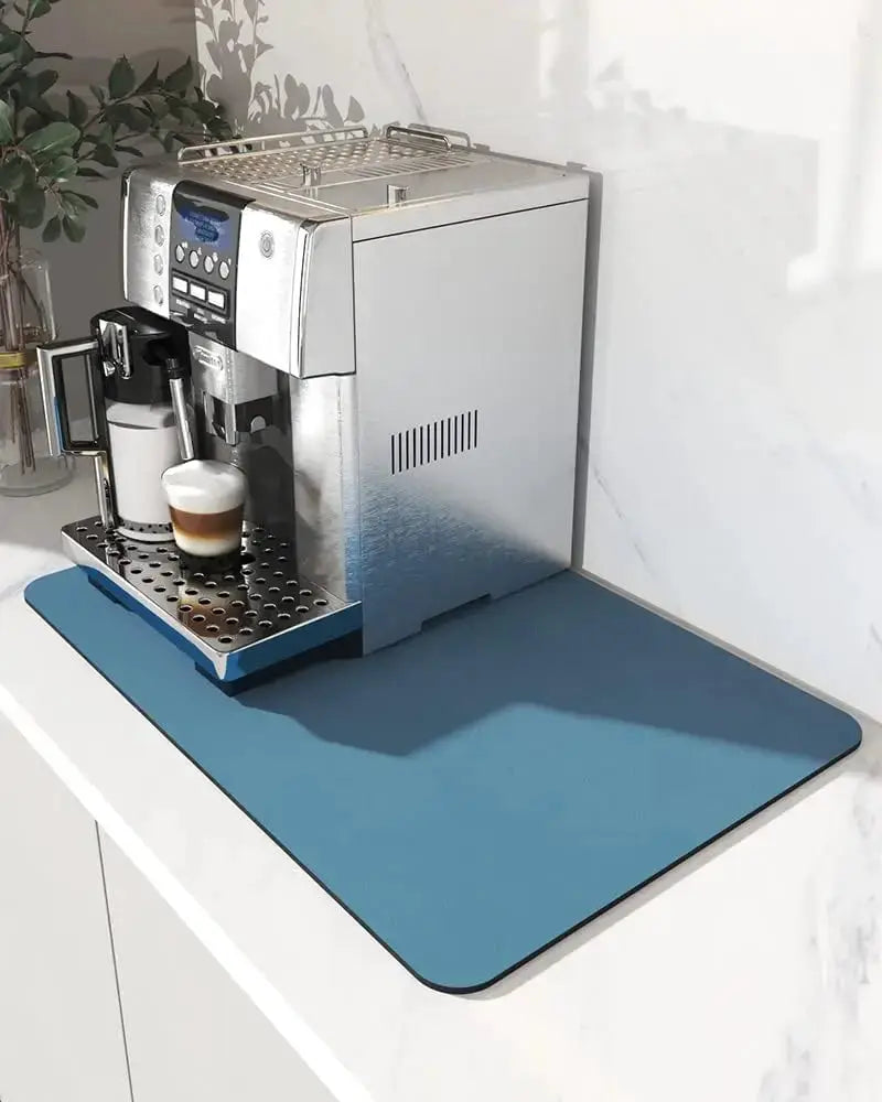 Coffee Machine Mat With Rubber Backing Water Absorbent Dish Drying Pad For Kitchen Worktop Drainage And Home Decor