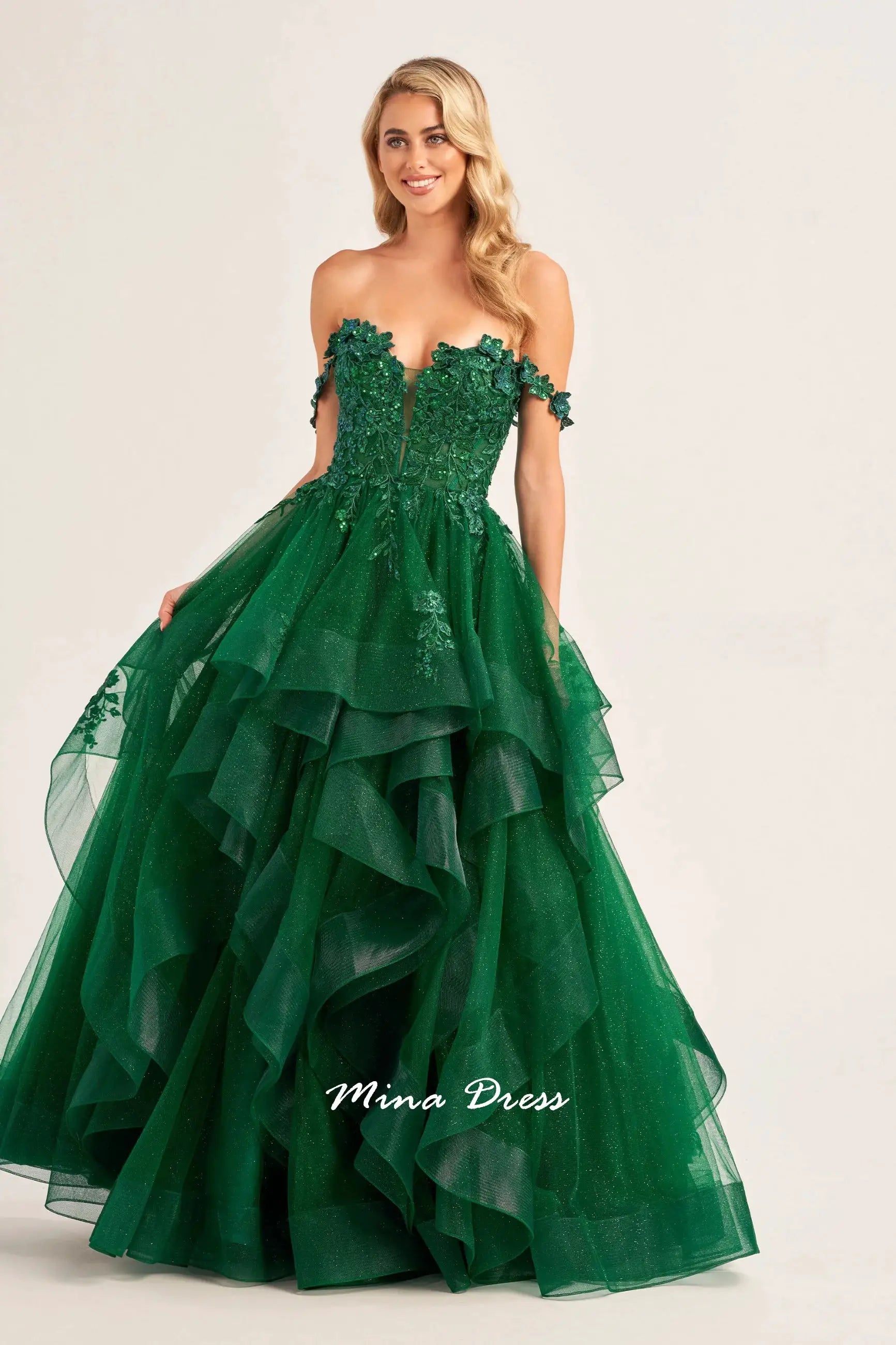 Mina Removable Shoulder Strap Evening Gown Backless Lace Applique Prom