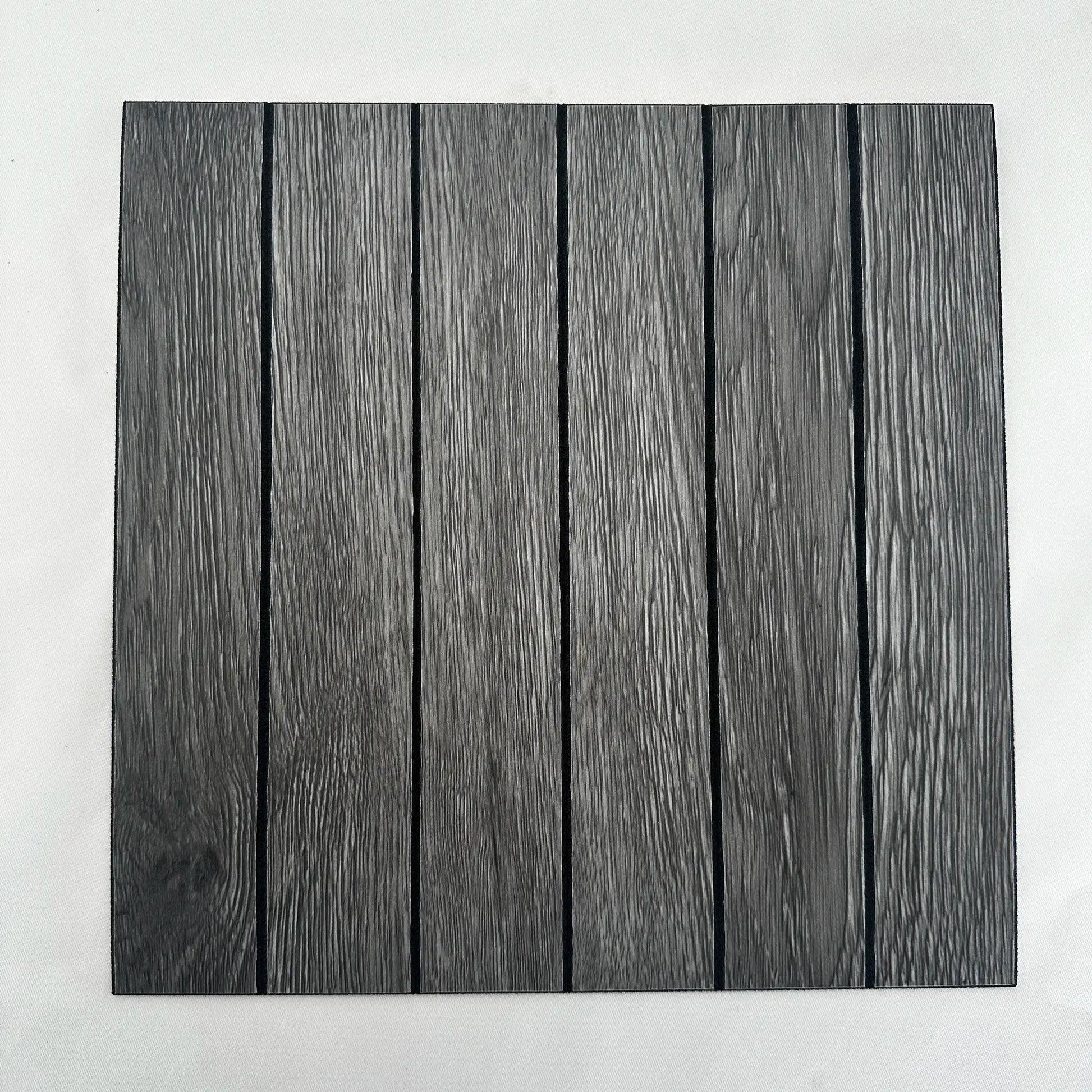 Simples Market faux wood grain grille wall panels, dark gray self-adhesive wallpaper for home decor