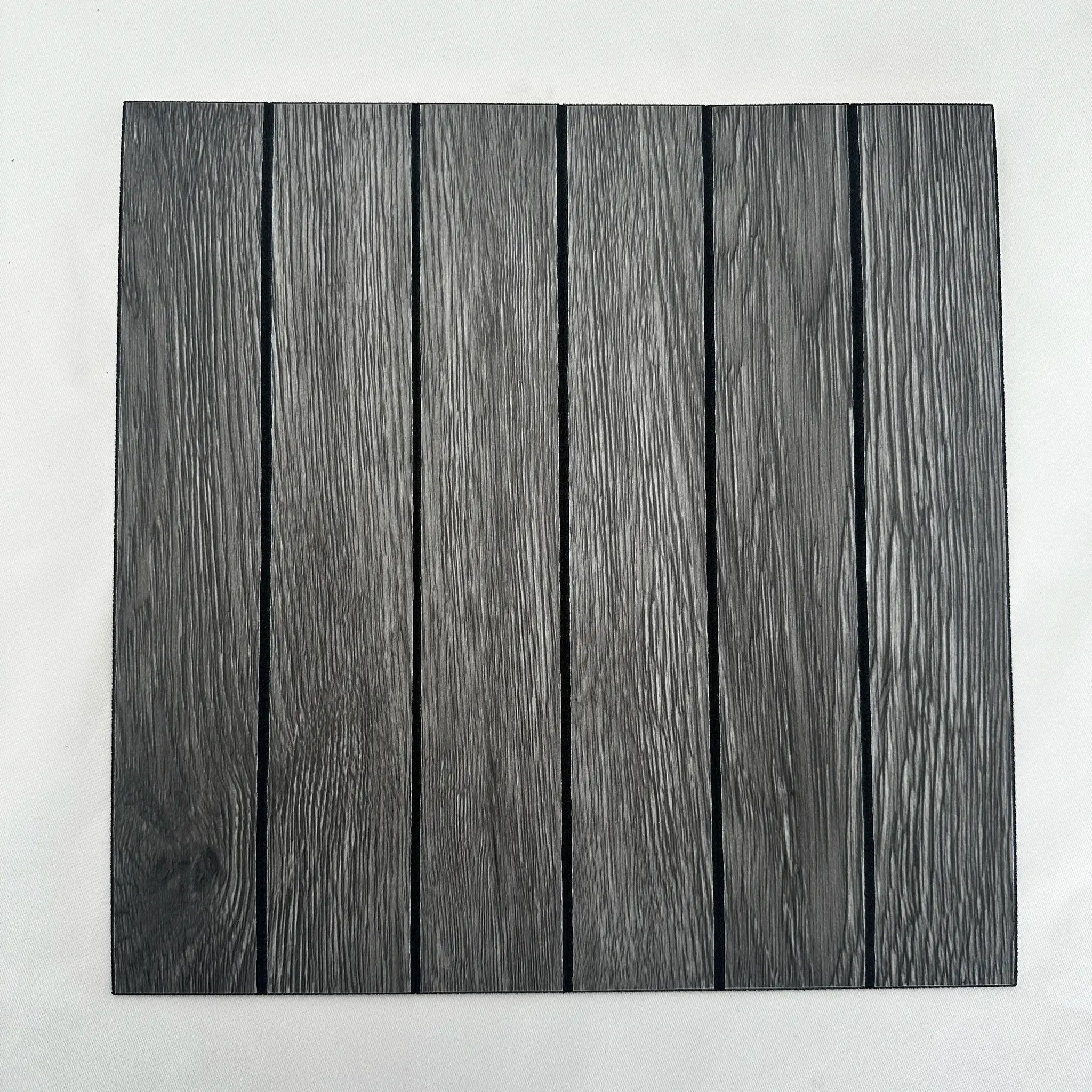 Simples Market faux wood grain grille wall panels, dark gray self-adhesive wallpaper for home decor