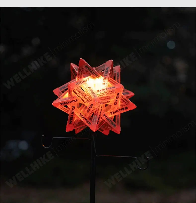 WELLHIKE orange star-shaped camping lantern shade for tents; waterproof and wear-resistant.