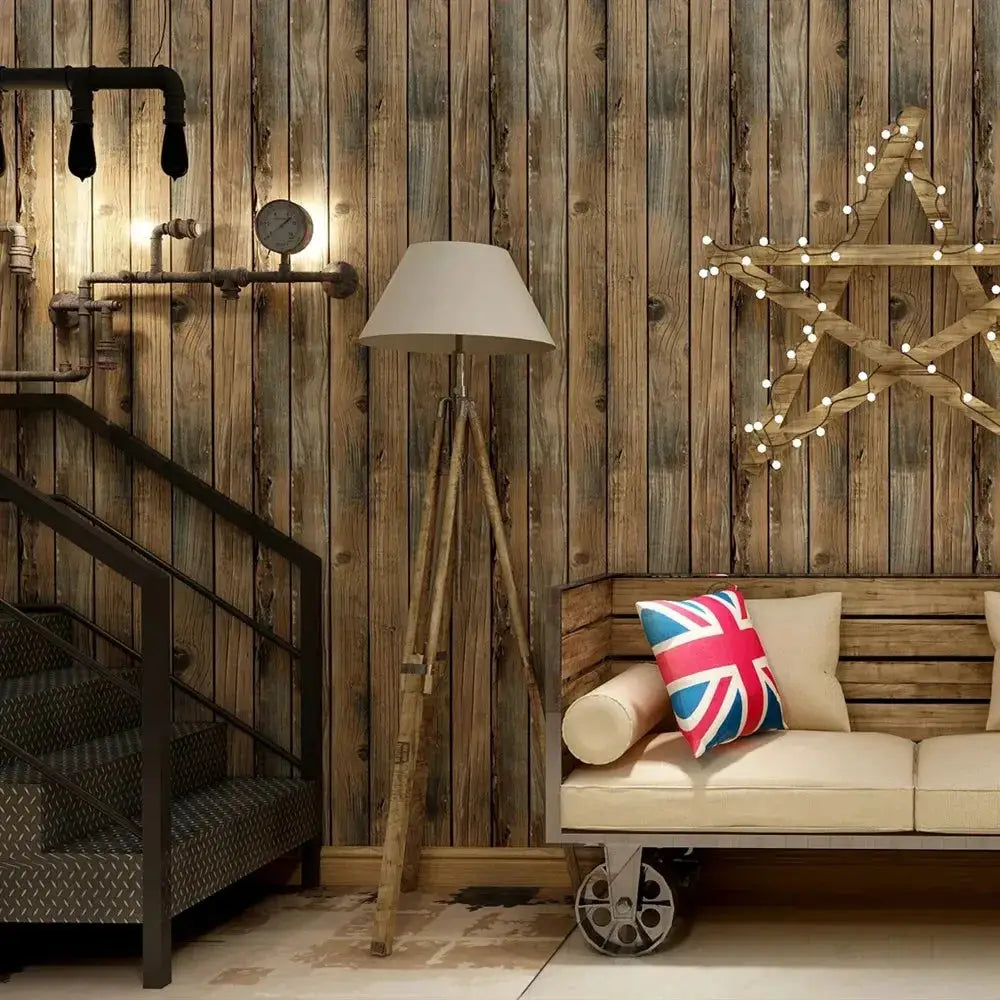 Retro Wood Peel And Stick Vinyl Wallpaper Self Adhesive Waterproof Removable Wood Plank Wall Covering