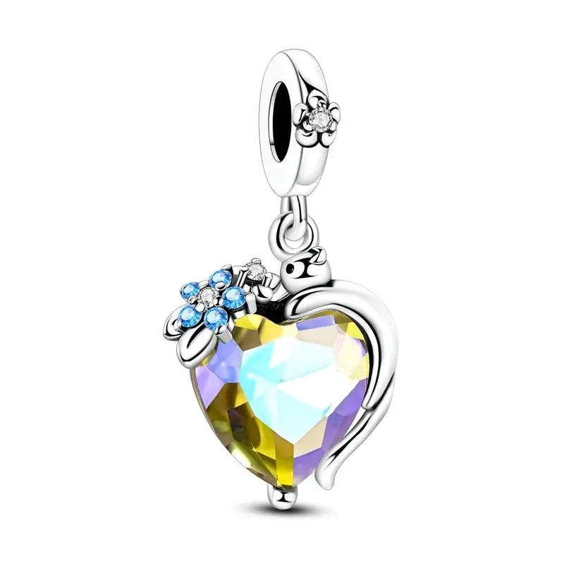 New 925 Sterling Silver Charms Beads Pendants Tree of Life Turtle Gemstone Sunflower for Women Bracelet Jewelry Gift
