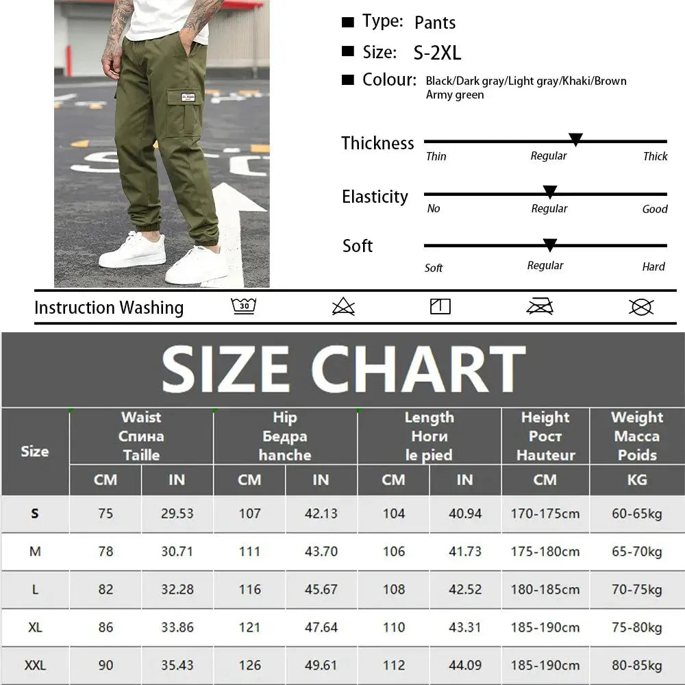 Simples Market men's army green cargo pants with elastic drawstring waist.