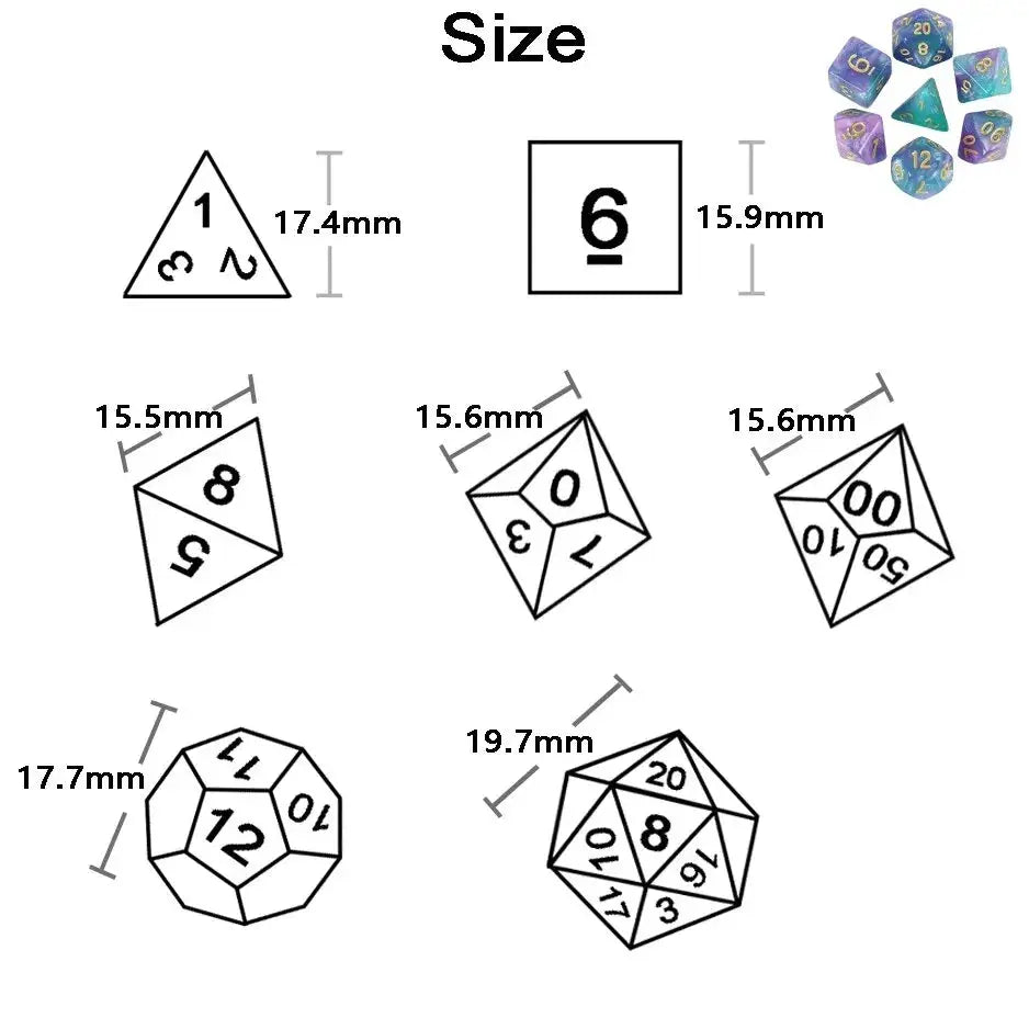 Galaxy Theme Polyhedral Dice Set For DnD With Cosmic Colorful Universe Effect Ideal For Adventurers