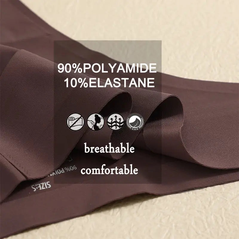 3-piece G-string underwear set, breathable seamless low-rise T-back, brown fabric, 90% polyamide 10% elastane