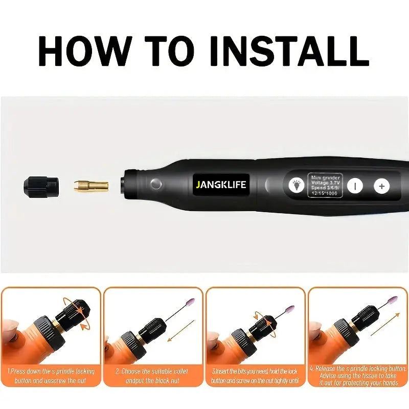 JANGKLIFE USB Cordless Rotary Tool Kit Engraving Pen For Jewelry Metal Glass DIY Mini Wireless Drill