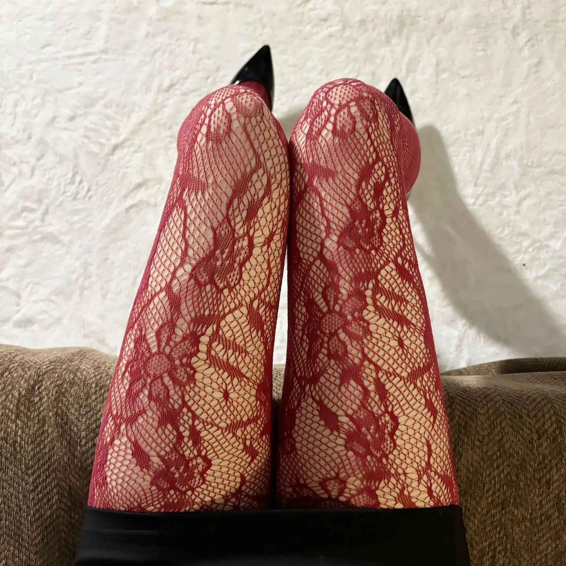 Lolita Sweet Floral Punk Style Colorful Thigh High Tights Hollow Out Mesh Fishnet Design For Women