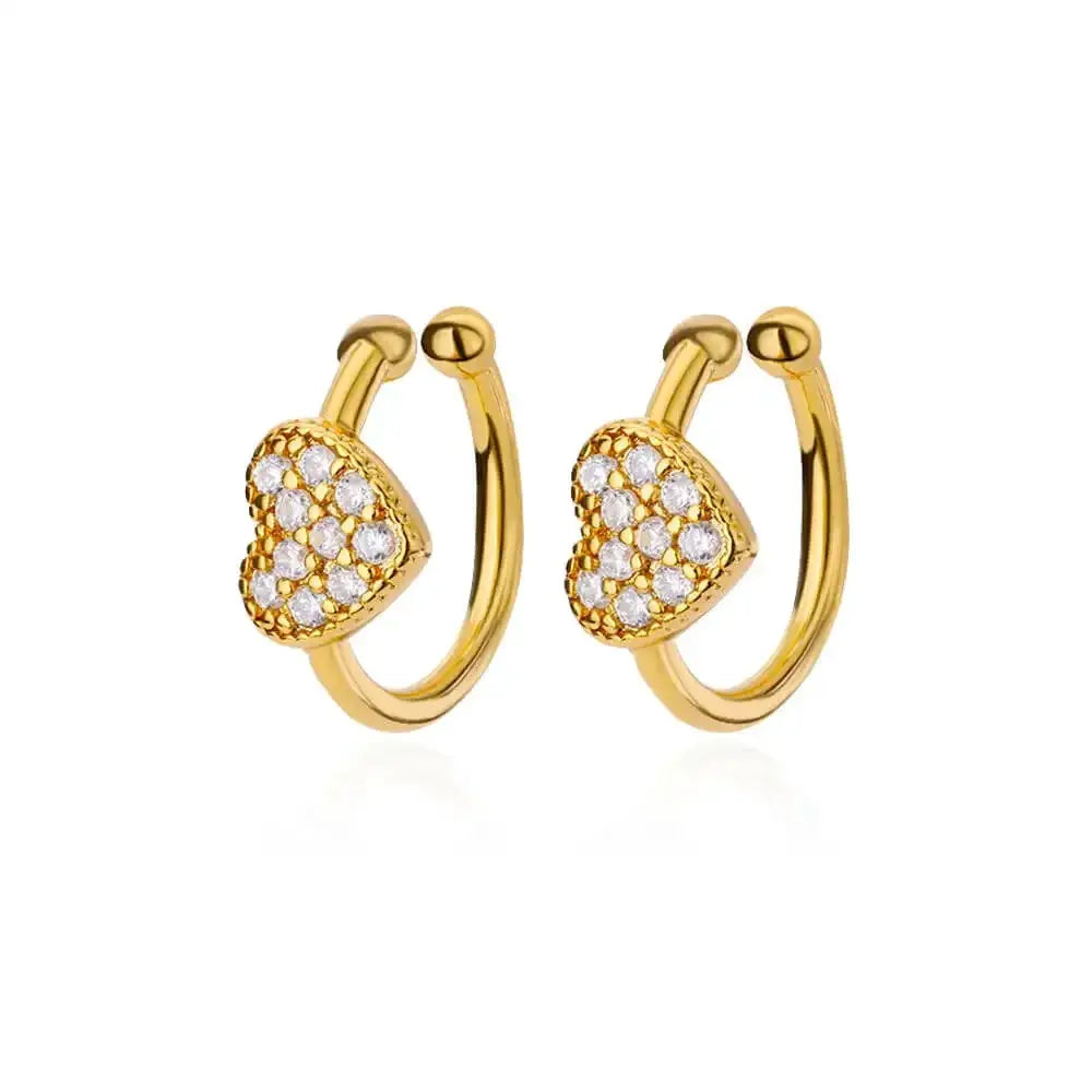 Hollow Zircon Heart Earrings For Women Stainless Steel Gold Color Jewelry Gift Free Shipping Luxury Wedding Accessory