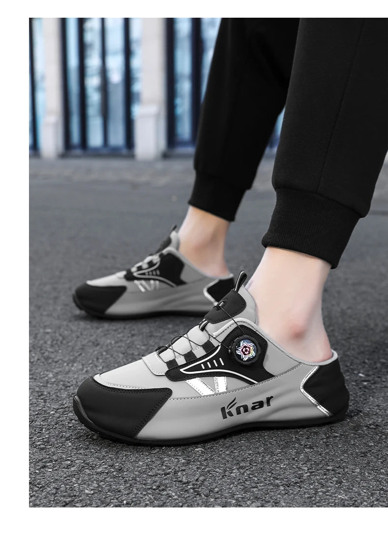 Knar men's lightweight non-slip running shoes in grey and black by Simples Market