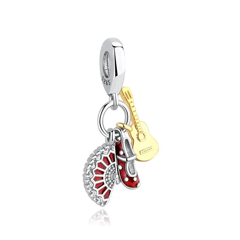 925 Sterling Silver Travel Theme Charms Beads London Bus Paris Suitcase Sam Panda Bracelets Necklaces Women DIY Jewelry