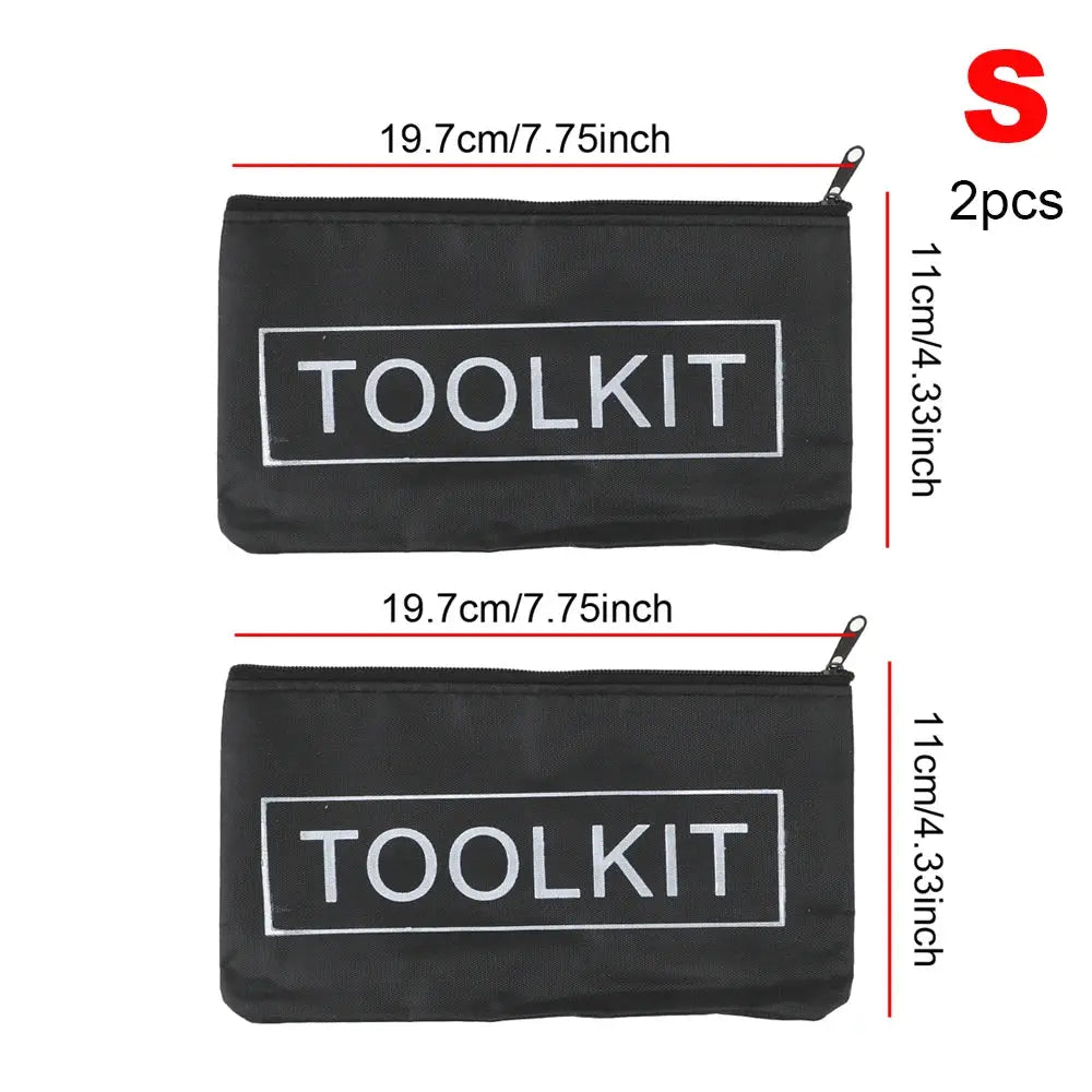 Simples Market toolkit pouches, black canvas Oxford bags with white TOOLKIT, 2 pcs