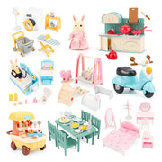1:12 Scale Miniature Furniture Set Forest Family Kitchen Dining Table Dollhouse Accessories Pretend Play Gift for Girls