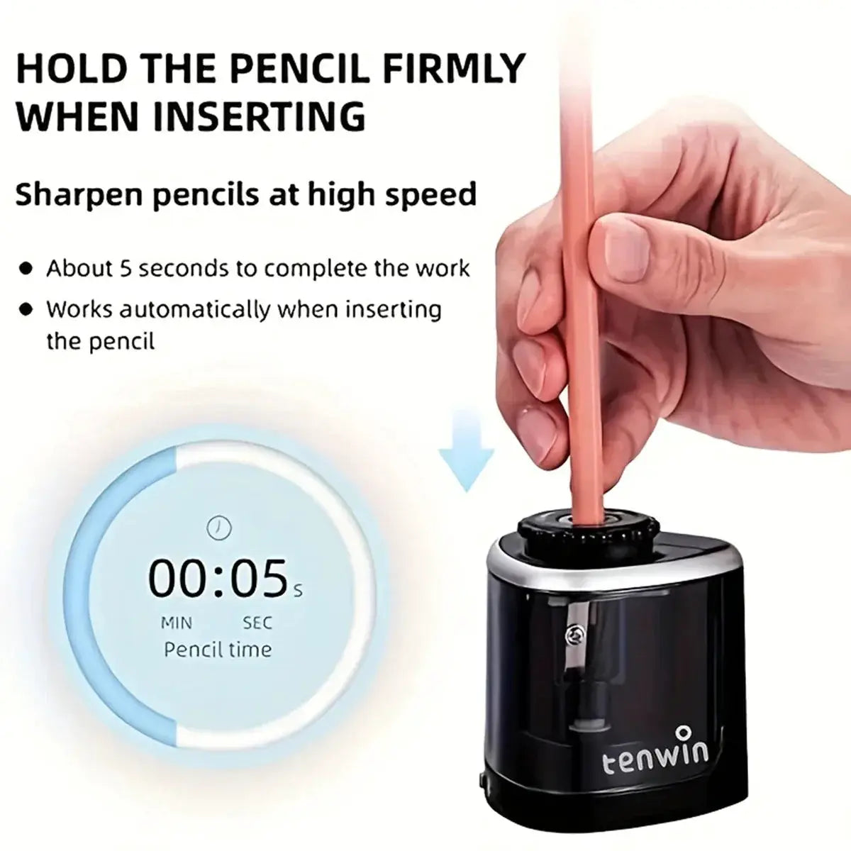 Automatic Electric Pencil Sharpener For Desktop Use 6-8mm Pencils For Students And Office
