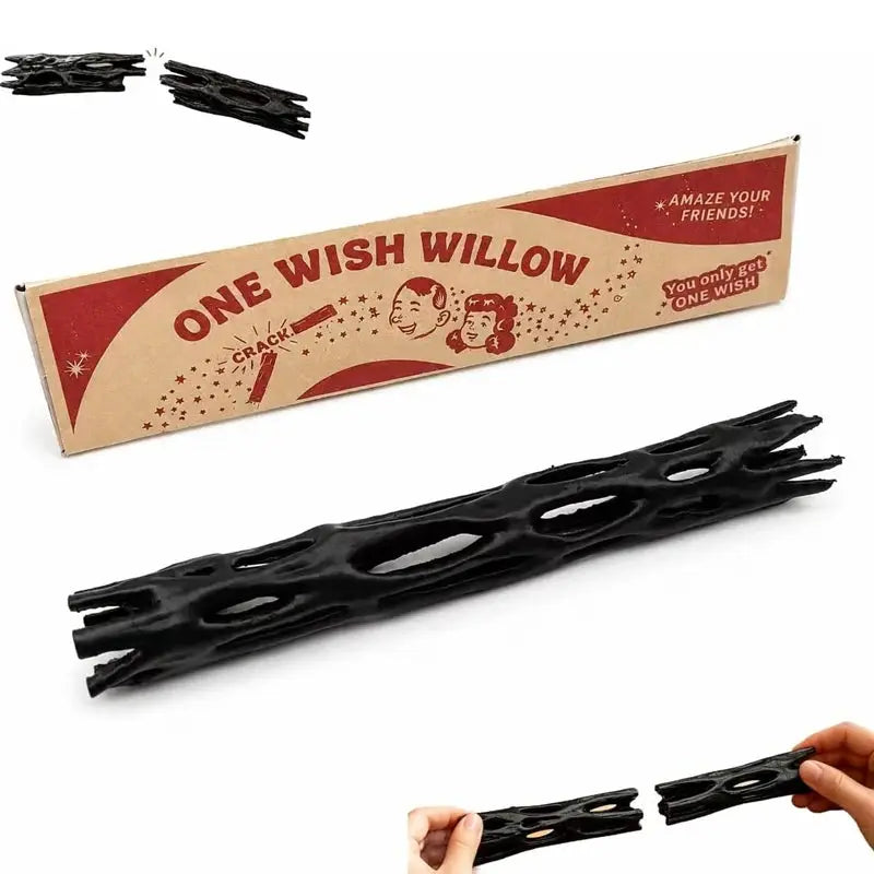 One Wish Willow 3D-Printed Wish Stick by Simples Market, black breakable lucky charm with box