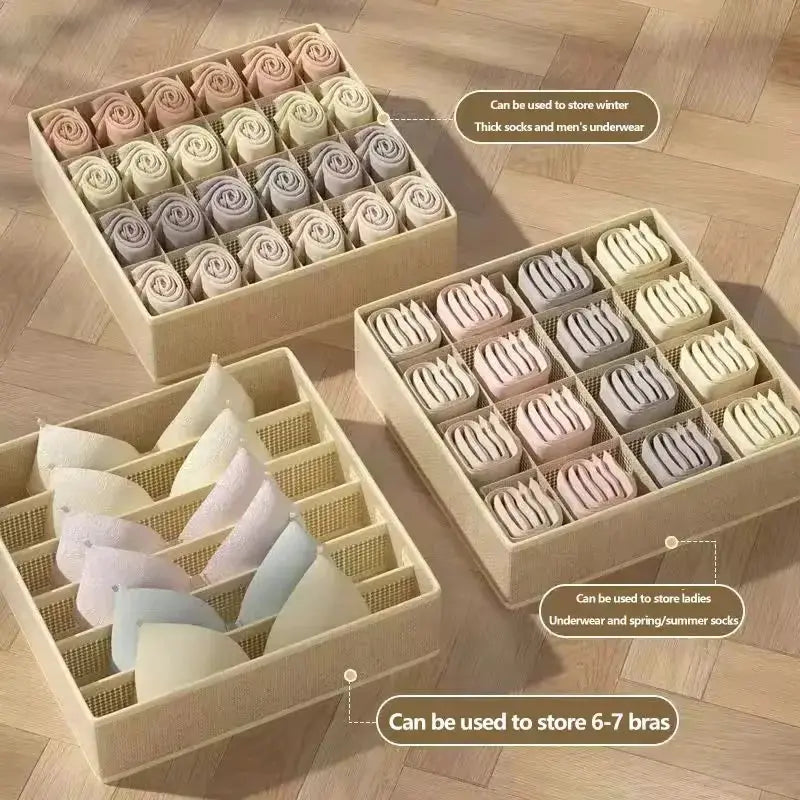 Underwear Organizer Drawer Boxes For Closet Cabinet Foldable Breathable Nonwoven Fabric Storage For Bras Socks