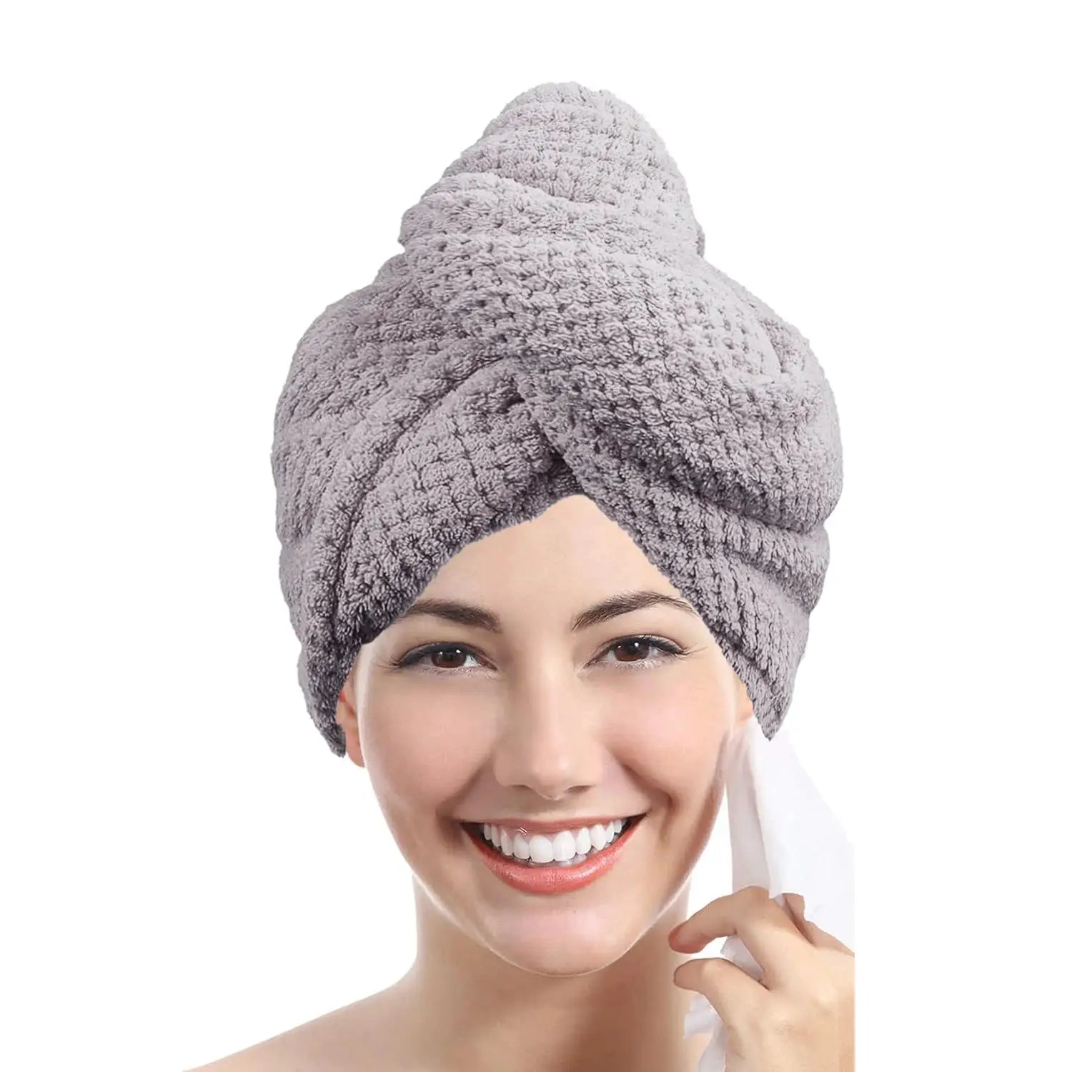 SilkNest Textured Dry Hair Cap Towel Wrap Absorbent Polyester And Polyamide Quick Dry For Secure Coverage