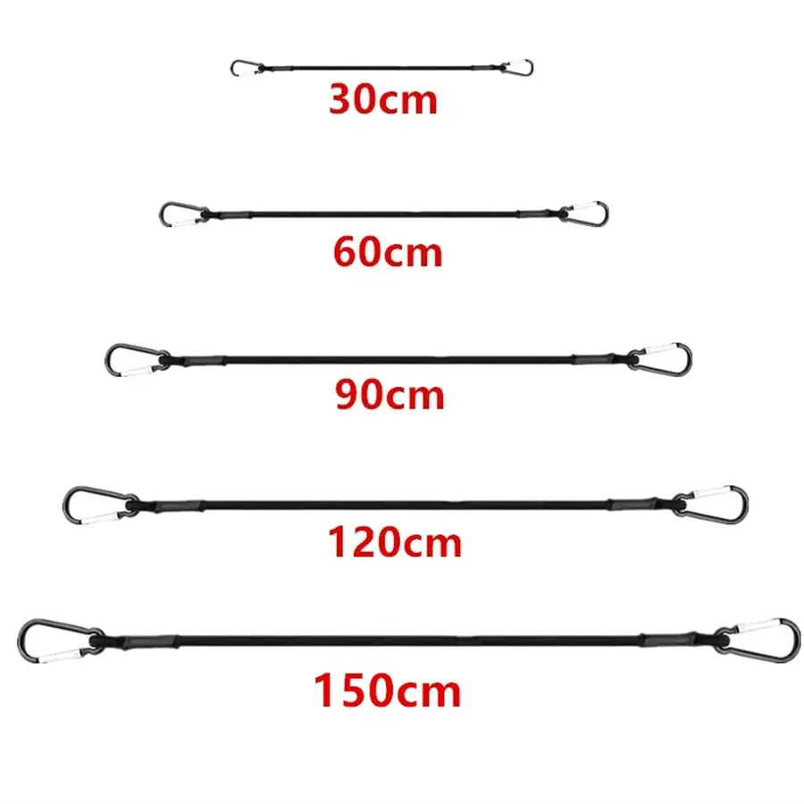 Simples Market stretch elastic bungee cords set, 8mm black with metal hooks in 30/60/90/120/150cm (5 pcs)