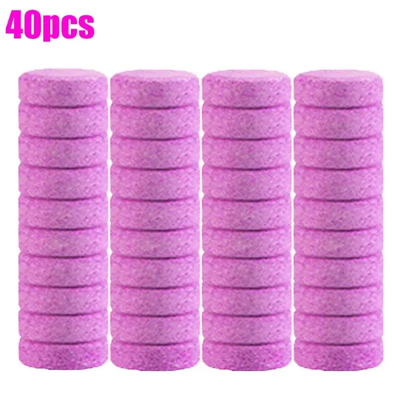 Car windshield cleaner effervescent tablets, pink discs, 40 pieces