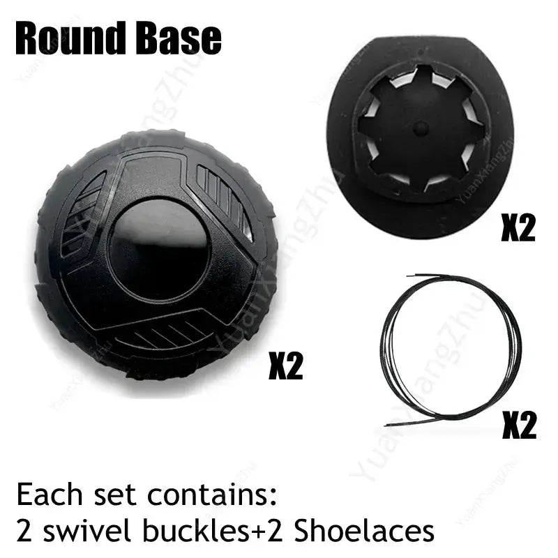 Boots automatic shoelaces by Simples Market - two round bases, two swivel buckles and two laces, black