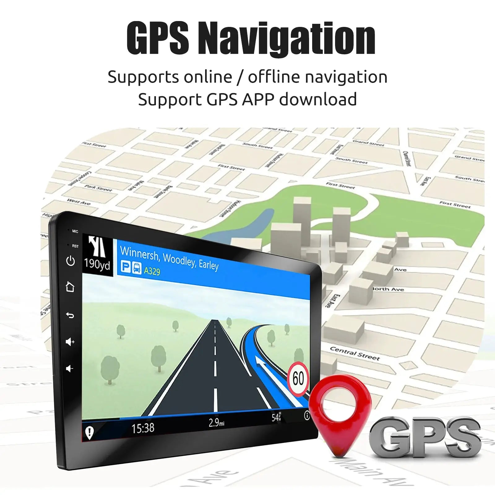 Simples Market ESSGOO 2-DIN Android car stereo with GPS navigation, Bluetooth, touchscreen