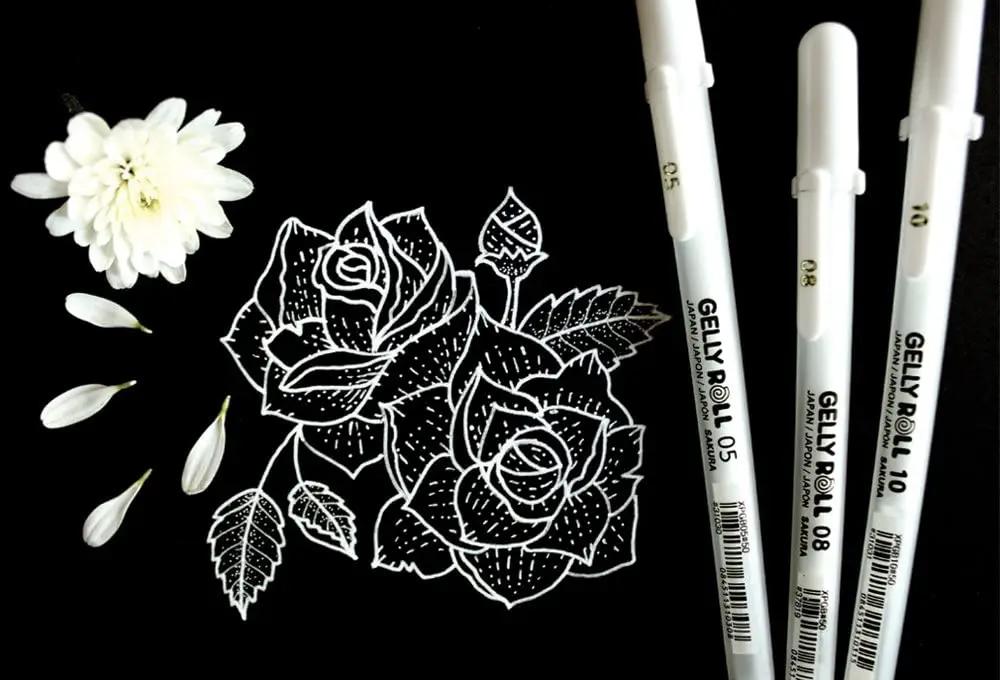 Simples Market Sakura Gelly Roll gel pen set, 3 white ink pens with assorted tips