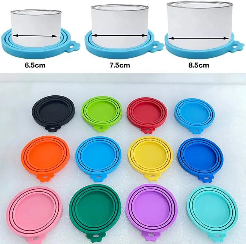2 Piece Set Reusable Pet Food Can Covers Silicone Lids for Dogs and Cats Airtight Seal with Spoon