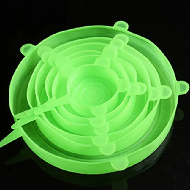 6 Pack Silicone Stretch Lids For Bowls And Containers Kitchen Microwave Covers Universal Fit Airtight Food Storage Lids