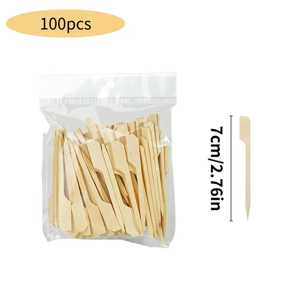 100 Pcs Natural Bamboo Skewers Disposable BBQ Sticks For Kabob Fruit Cocktail Camping Party Grilling Tools