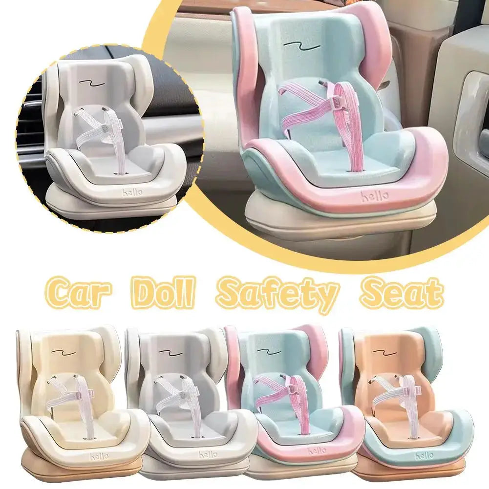 Car doll safety seat set in pastel colors for 17cm dolls by Simples Market (multi-pack).
