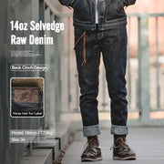 Maden Vintage 14oz Selvedge Denim Jeans Paris Buckle Straight Fit