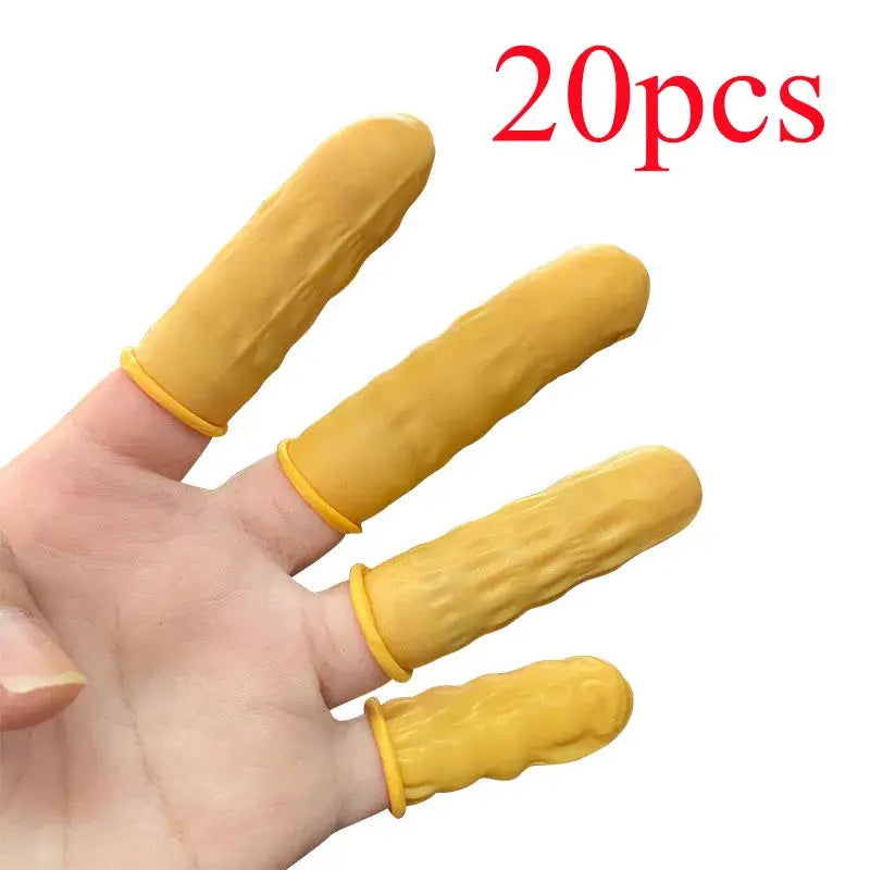 Fingertip protector finger cots, natural rubber latex, yellow, non-slip anti-static, 20pcs Simples Market