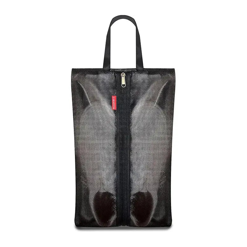 RUIYI Black Mesh Shoe Storage Bag Waterproof Moisture Proof Travel Beach Organizer For Footwear And Gym Gear
