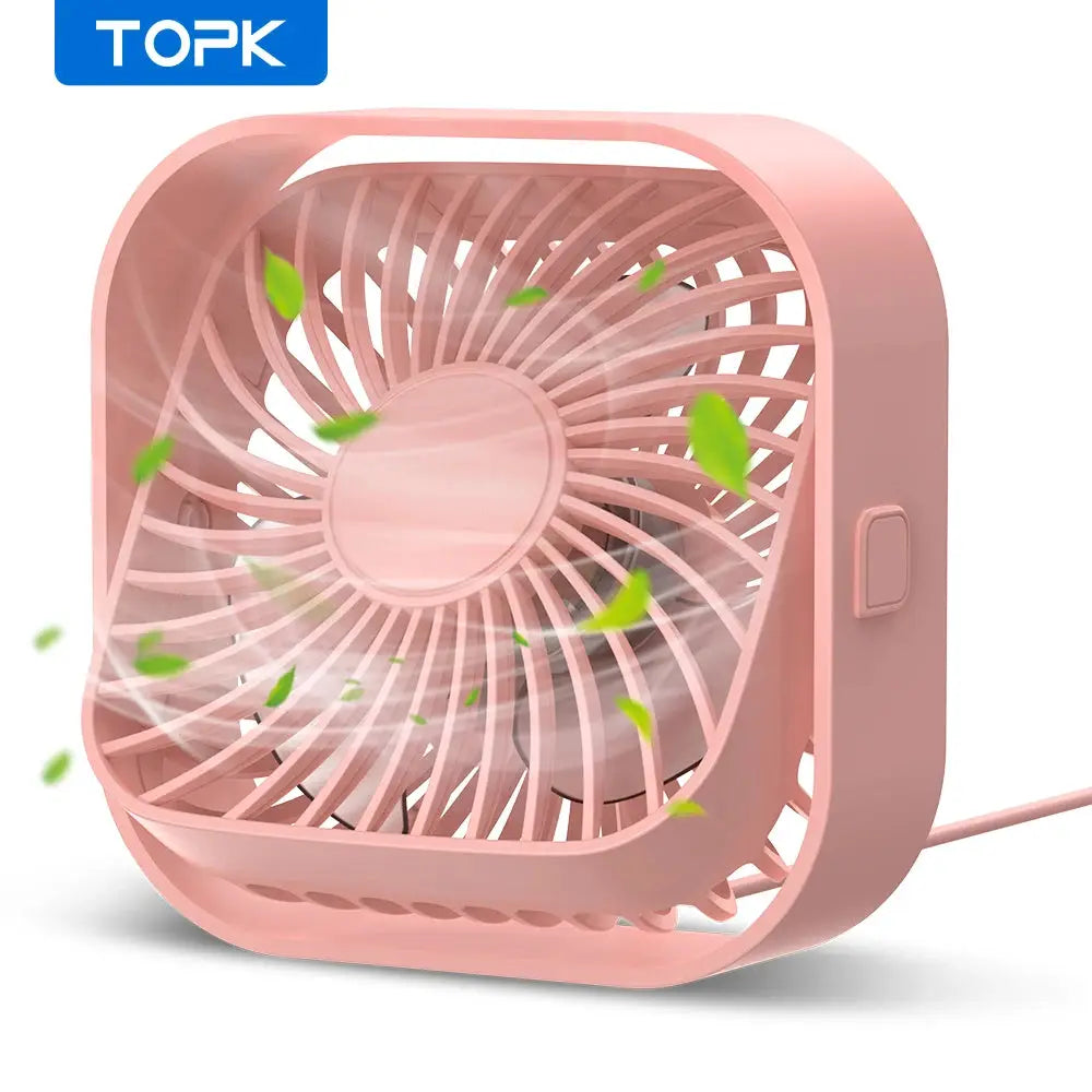TOPK Mini Portable USB Desk Fan With Strong Airflow And Quiet Operation 3 Speed 360 Degree Rotatable Standing Fan