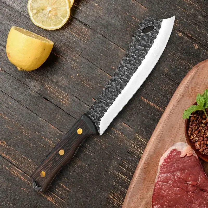 Handmade Kitchen Knife With Stainless Steel Blade And Wood Handle Chef Knife For Meat Slicing Fruit And Vegetable