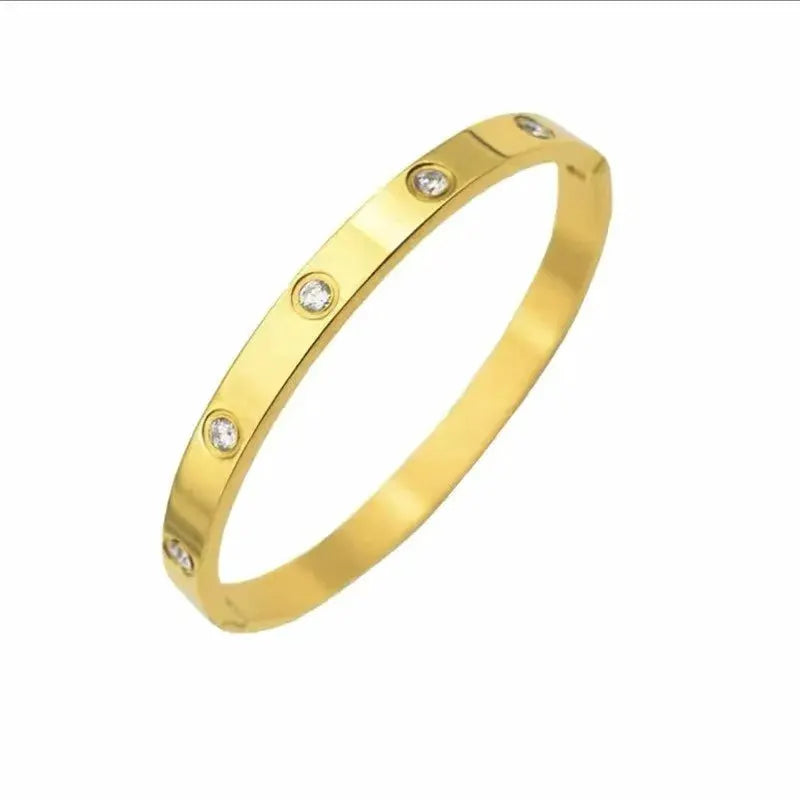 Mens Fashion Sparkling Gold Love Bracelet Bangle Jewelry Light Luxury Gift For Women And Men