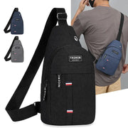 One-shoulder chest bag for men in black, blue, gray; front pocket, adjustable strap, large capacity; Simples Market
